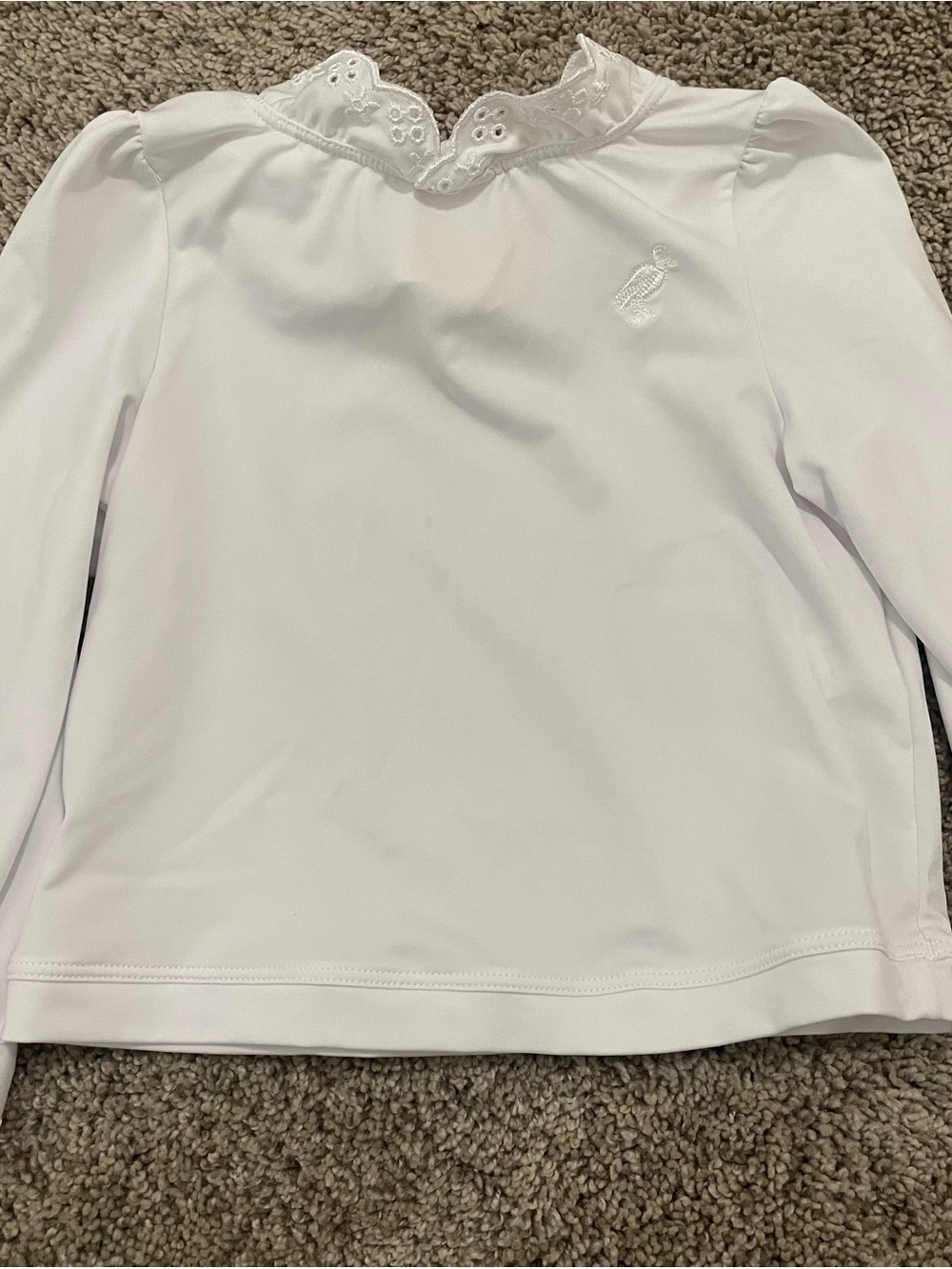 The Beaufort Bonnet Company White Eyelet Collar Long Sleeve Swim Top